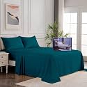 Egyptian Cotton Stripe Bed Sheets 450 TC | Sateen Finish Luxuries Hotel Comfortable 3 Pieces Flat Sheet | 1 Flat with 2 Pillow Cover Bedsheet for Home, TURQUOISE GREEN STRIPE, 3 BY 6 / SINGLE