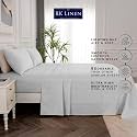 Egyptian Cotton Stripe Bed Sheets 450 TC | Sateen Finish Luxuries Hotel Comfortable 3 Pieces Flat Sheet Set| 1 Flat with 2 Pillow Cover Bedsheet Set for Home, Silver Grey Stripe, King