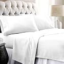 Egyptian Cotton Stripe Bed Sheets 450 TC | Sateen Finish Luxuries Hotel Comfortable 3 Pieces Flat Sheet Set| 1 Flat with 2 Pillow Cover Bedsheet Set for Home, White Stripe, 3 by 6 / Single
