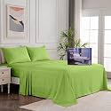 Egyptian Cotton Stripe Bed Sheets 450 TC | Sateen Finish Luxuries Hotel Comfortable 3 Pieces Flat Sheet Set| 1 Flat with 2 Pillow Cover Bedsheet Set for Home, SAGE Stripe, 3 by 6 / Single