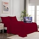 Egyptian Cotton Stripe Bed Sheets 450 TC | Sateen Finish Luxuries Hotel Comfortable 3 Pieces Flat Sheet Set| 1 Flat with 2 Pillow Cover Bedsheet Set for Home, BURGUNDY STRIPE, 3 BY 6 / SINGLE
