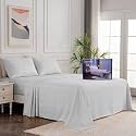 Egyptian Cotton Stripe Bed Sheets 450 TC | Sateen Finish Luxuries Hotel Comfortable 3 Pieces Flat Sheet| 1 Flat with 2 Pillow Cover Bedsheet Set for Home, Silver Grey Stripe, 6 by 6 / Double