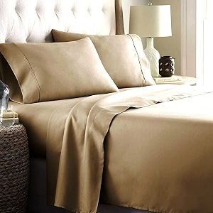 natural egyptian cotton 450 thread count 3 piece luxurious ultra comfortable sateen weave 1 fitted up to 1234 deep  2 pillow bed sheet set 6 by 6 doubletaupe solid