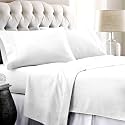 Natural Egyptian Cotton 450 Thread Count 3 Piece Luxurious| Ultra Comfortable| Sateen Weave 1 Fitted (Up to 12" Deep) + 2 Pillow Bed Sheet Set|| Queen Size,White Stripe