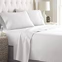 Natural Egyptian Cotton 450 Thread Count 3 Piece Comfortable,Luxurious Hotel Bedsheet | Sateen Weave 1 Fitted (Up to 12" Deep) + 2 Pillow Bed Sheet Set|| 6 by 6/ Double,White Solid