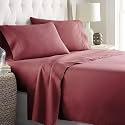 Natural Egyptian Cotton 450 Thread Count 3 Piece Luxurious| Ultra Comfortable| Sateen Weave 1 Fitted (Up to 12" Deep) + 2 Pillow Bed Sheet Set|| 6 by 6/ Double,Burgundy Solid