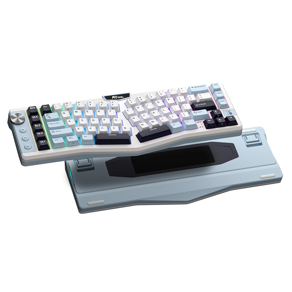 RK ROYAL KLUDGE A72 Tastiera Meccanica Ergonomica Alice – Tri-Mode, Hot Swap, 7500mAh, 5 Macro E Targhetta Touch – Per Win/Mac