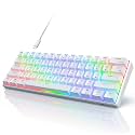 RK ROYAL KLUDGE RK61 Wired 60% Mechanical Gaming Keyboard, Compact PC Game Keyboards with QMK/VIA Programmable RGB Backlit, Hot Swappable Custom Keyboard for Win/MAC, Pre-lubed Red Switch, White
