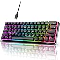RK ROYAL KLUDGE RK61 Wired 60% Mechanical Gaming Keyboard Programmable QMK/VIA RGB Backlit 61 Keys Ultra-Compact Hot Swappable Brown Switch Black
