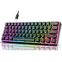RK ROYAL KLUDGE RK61 Wired 60% Mechanical Gaming Keyboard Programmable QMK/VIA RGB Backlit 61 Keys Ultra-Compact Hot Swappable Red Switch Black
