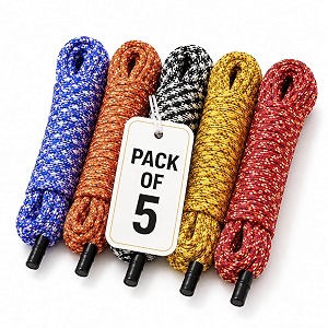 clothesline  cloth drying rope  laundry clothesline  indoor outdoor clothes line  multi-functional portable rope multicolour pack of 5 20 meter nylon rope