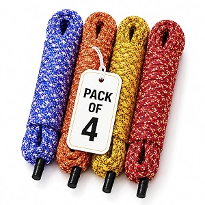 clothesline  cloth drying rope  laundry clothesline  indoor outdoor clothes line  multi-functional portable rope multicolour pack of 4 20 meter nylon rope