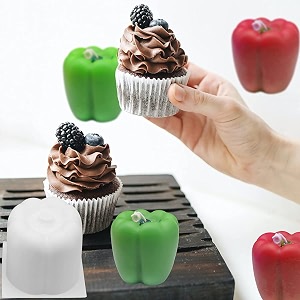 rkpm homes candle molds  3d fruits shape fondant silicone wax mould  succulent molds  handmade candles making  mould for mousse dessert soap cake diy decorating  1 cavity capsicum shape