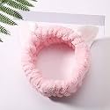 RKPM HOMES Cute Cat Ears Velvet Headbands Colors, Soft Spa Makeup Fashion Plush Hairband for Women - Pink
