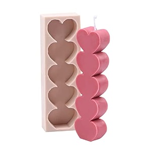 rkpm homes heart shape pillar resin candle molds i love 3d fondant silicone wax mould i for handmade candles ornament making aromatherapy mousse dessert soap cake diy decorating art crafts - 5 cavity