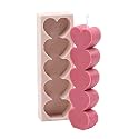 RKPM HOMES Heart Shape Pillar Resin Candle Molds I Love 3D Fondant Silicone Wax Mould I for Handmade Candles Ornament Making Aromatherapy Mousse Dessert Soap Cake DIY Decorating Art Crafts - 5 Cavity