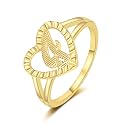 RLMOON Gold Initial Ring for Women Non Tarnish Vintage Initial Heart Ring
