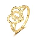 RLMOON Gold Initial Ring for Women Non Tarnish Vintage Initial Heart Ring
