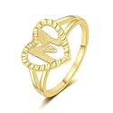 RLMOON Gold Initial Ring for Women Non Tarnish Vintage Initial Heart Ring