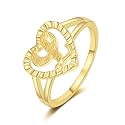 RLMOON Gold Initial Ring for Women Non Tarnish Vintage Initial Heart Ring