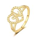 RLMOON Gold Initial Ring for Women Non Tarnish Vintage Initial Heart Ring