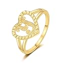 RLMOON Gold Initial Ring for Women Non Tarnish Vintage Initial Heart Ring
