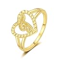 RLMOON Gold Initial Ring for Women Non Tarnish Vintage Initial Heart Ring