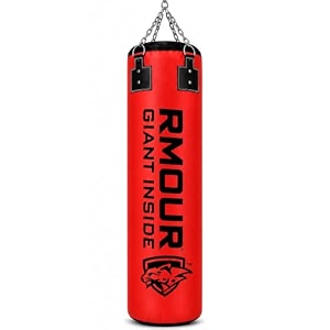 rmour unfilled pu punching bag for boxing mma sparring punching training kick boxing muay thai with hanging chain blackred 3 feet