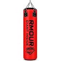 RMOUR Unfilled PU Punching Bag for Boxing MMA Sparring Punching Training Kick Boxing Muay Thai with Hanging Chain (Black/Red, 3 Feet)