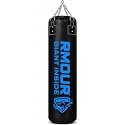 RMOUR Unfilled PU Punching Bag for Boxing MMA Sparring Punching Training Kick Boxing Muay Thai with Hanging Chain (Black/Blue, 6 Feet)
