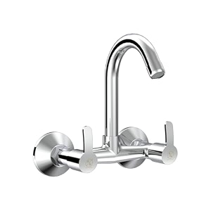 rn wall mounted sink mixer with swivel spout  hot amp cold water tap for kitchen amp bathroom  durable brass faucet with chrome finish_rnkal24g18