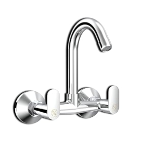rn wall mounted sink mixer with swivel spout  hot amp cold water tap for kitchen amp bathroom  durable brass faucet with chrome finish_rnzan24g18