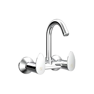 rn wall mounted sink mixer with swivel spout  hot amp cold water tap for kitchen amp bathroom  durable brass faucet with chrome finish_rnora24g18