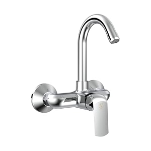 rn wall mounted sink mixer with swivel spout  hot amp cold water tap for kitchen amp bathroom  durable brass faucet with chrome finish_rnsol24g18