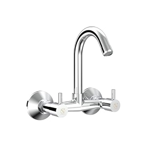 rn wall mounted sink mixer with swivel spout  hot amp cold water tap for kitchen amp bathroom  durable brass faucet with chrome finish_rnash24g18