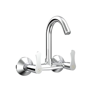 rn wall mounted sink mixer with swivel spout  hot amp cold water tap for kitchen amp bathroom  durable brass faucet with chrome finish_rnmal24g18