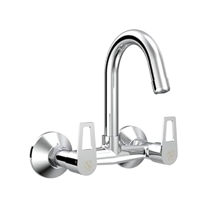 rn wall mounted sink mixer with swivel spout  hot amp cold water tap for kitchen amp bathroom  durable brass faucet with chrome finish_rnasp24g18