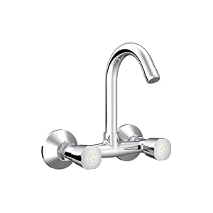 rn wall mounted sink mixer with swivel spout  hot amp cold water tap for kitchen amp bathroom  durable brass faucet with chrome finish_rnave24g18