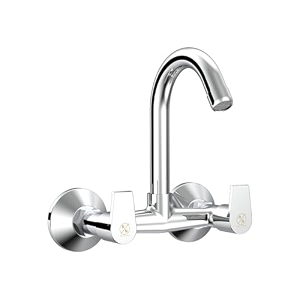rn wall mounted sink mixer with swivel spout  hot amp cold water tap for kitchen amp bathroom  durable brass faucet with chrome finish_rncha24g18
