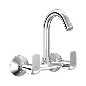 rn wall mounted sink mixer with swivel spout  hot amp cold water tap for kitchen amp bathroom  durable brass faucet with chrome finish_rnsop24g18