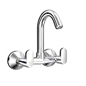 RN Wall Mounted Sink Mixer with Swivel Spout | Hot &amp; Cold Water Tap for Kitchen &amp; Bathroom | Durable Brass Faucet with Chrome Finish_RNZAN24G18