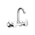 RN Wall Mounted Sink Mixer with Swivel Spout | Hot &amp; Cold Water Tap for Kitchen &amp; Bathroom | Durable Brass Faucet with Chrome Finish_RNORA24G18