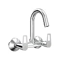 RN Wall Mounted Sink Mixer with Swivel Spout | Hot &amp; Cold Water Tap for Kitchen &amp; Bathroom | Durable Brass Faucet with Chrome Finish_RNASP24G18