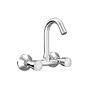 RN Wall Mounted Sink Mixer with Swivel Spout | Hot &amp; Cold Water Tap for Kitchen &amp; Bathroom | Durable Brass Faucet with Chrome Finish_RNAVE24G18