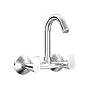 RN Wall Mounted Sink Mixer with Swivel Spout | Hot &amp; Cold Water Tap for Kitchen &amp; Bathroom | Durable Brass Faucet with Chrome Finish_RNCHA24G18