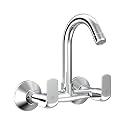 RN Wall Mounted Sink Mixer with Swivel Spout | Hot & Cold Water Tap for Kitchen & Bathroom | Durable Brass Faucet with Chrome Finish_RNSOP24G18