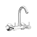 RN Wall Mounted Sink Mixer with Swivel Spout | Hot &amp; Cold Water Tap for Kitchen &amp; Bathroom | Durable Brass Faucet with Chrome Finish_RNROP24G18