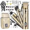 RNKR 9-in-1 Beard Trimmer for Men w/T-Blade, Foil Shaver, 12 Combs, LCD, USB-C, Travel Case - Cordless Grooming Kit