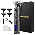 RNKR Cordless Hair Clipper for Men, T-Blade Trimmer w/ 3 Combs, 180min Runtime, USB Fast Charge, Low Noise - Silver