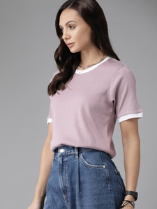 Roadster Casual Solid Women Purple Top